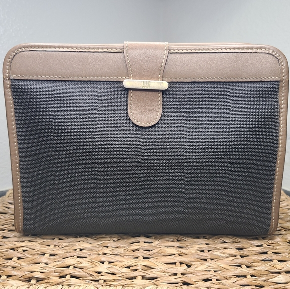 Dunhill Brown Leather & Charcoal Grey Vintage Canvas Portfolio/Clutch Unisex - Picture 3 of 8